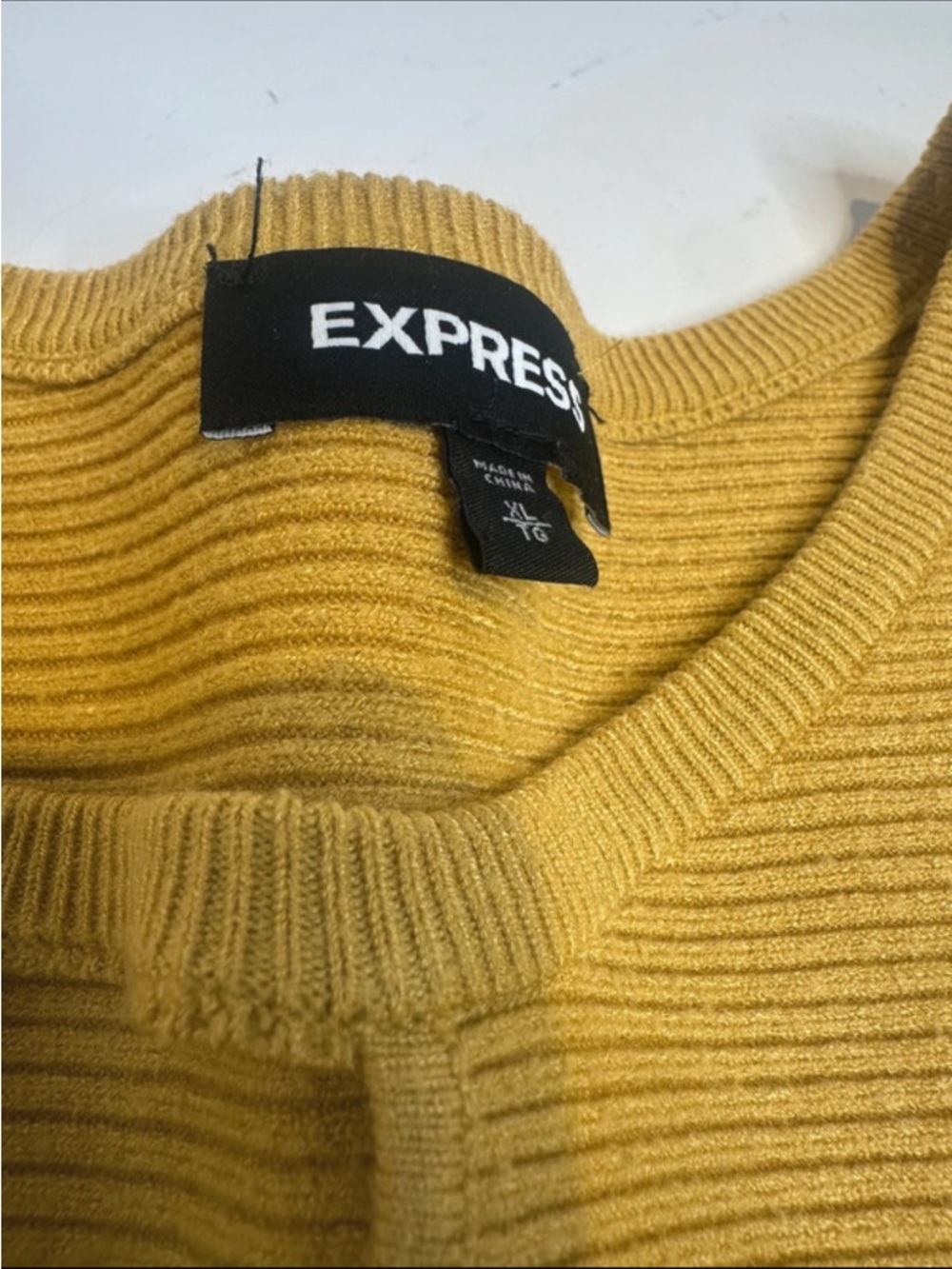 Keyhole Ribbed Mustard Pullover L Express Sweater - Picture 3 of 6